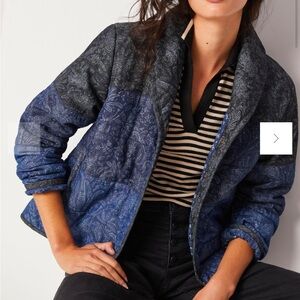 Anthropologie Pilcro Anna Colorblocked Puffer Coat black blue
